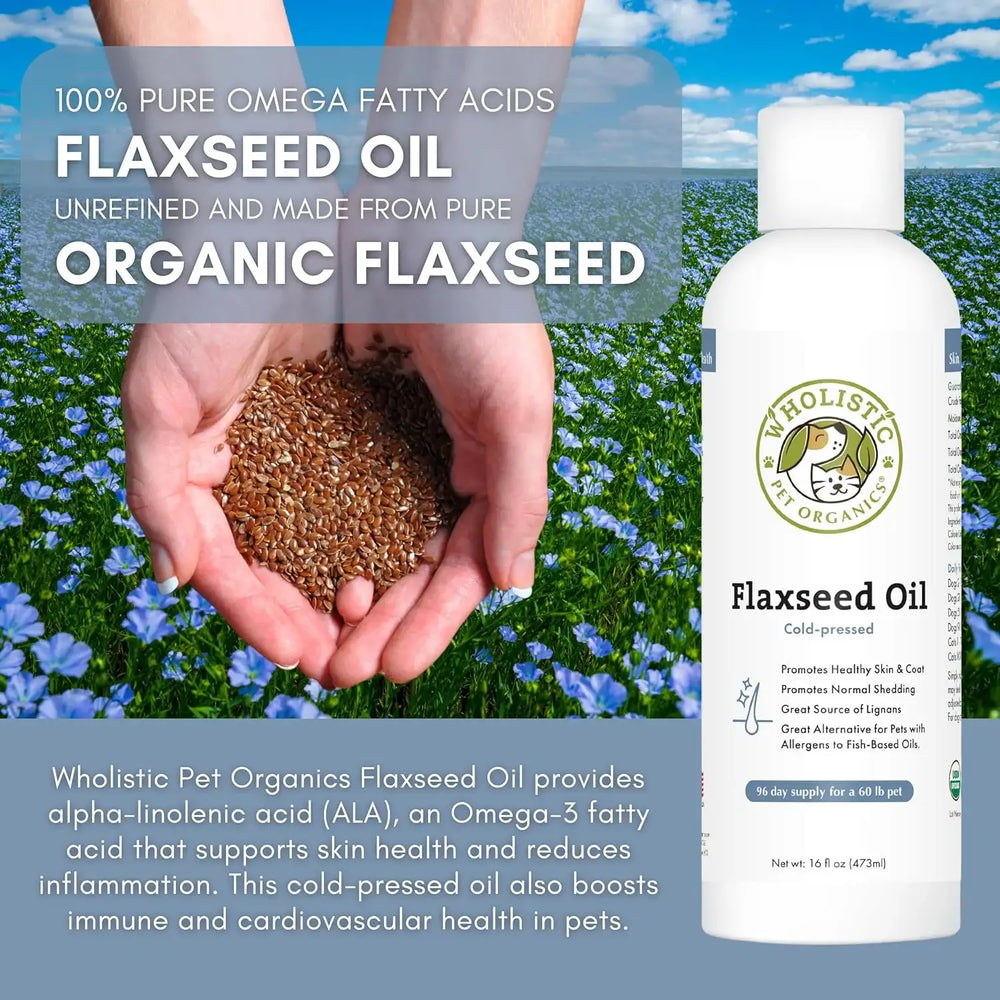 WHOLISTIC PET ORGANICS - Wholistic Pet Organics Flaxseed Oil for Dogs 16 Fl.Oz. - The Red Vitamin MX - Remedios Para La Picazón De Perros - {{ shop.shopifyCountryName }}
