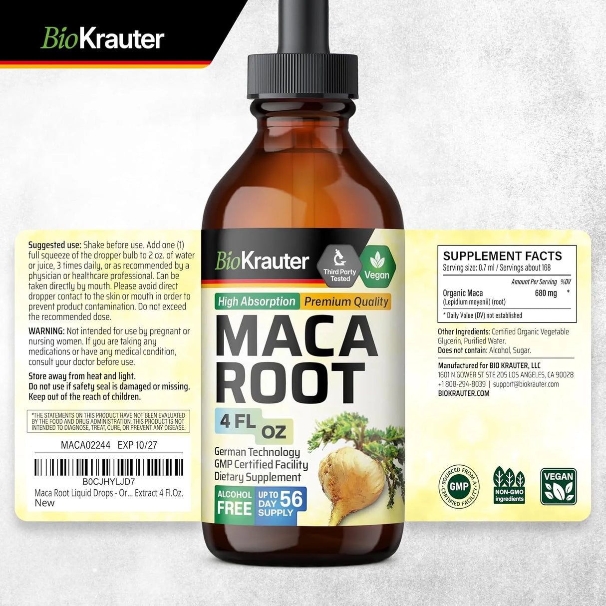 BIOKRAUTER - BIO KRAUTER Maca Root Liquid Drops 4 Fl.Oz. - The Red Vitamin MX - Suplementos Alimenticios - {{ shop.shopifyCountryName }}