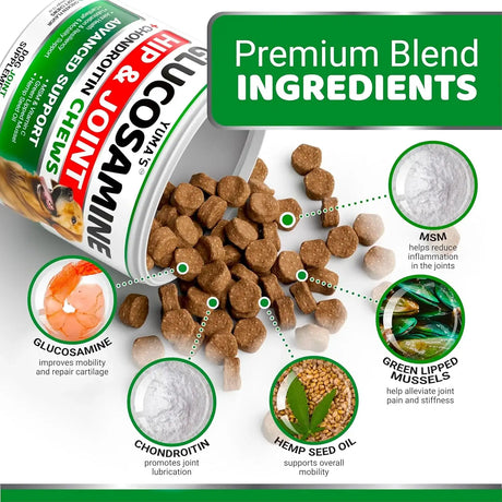 YUMA'S - YUMA'S Glucosamine for Dogs Hip and Joint Supplement 170 Masticables - The Red Vitamin MX - Cuidado De Cadera Y Articulaciones Para Perros - {{ shop.shopifyCountryName }}