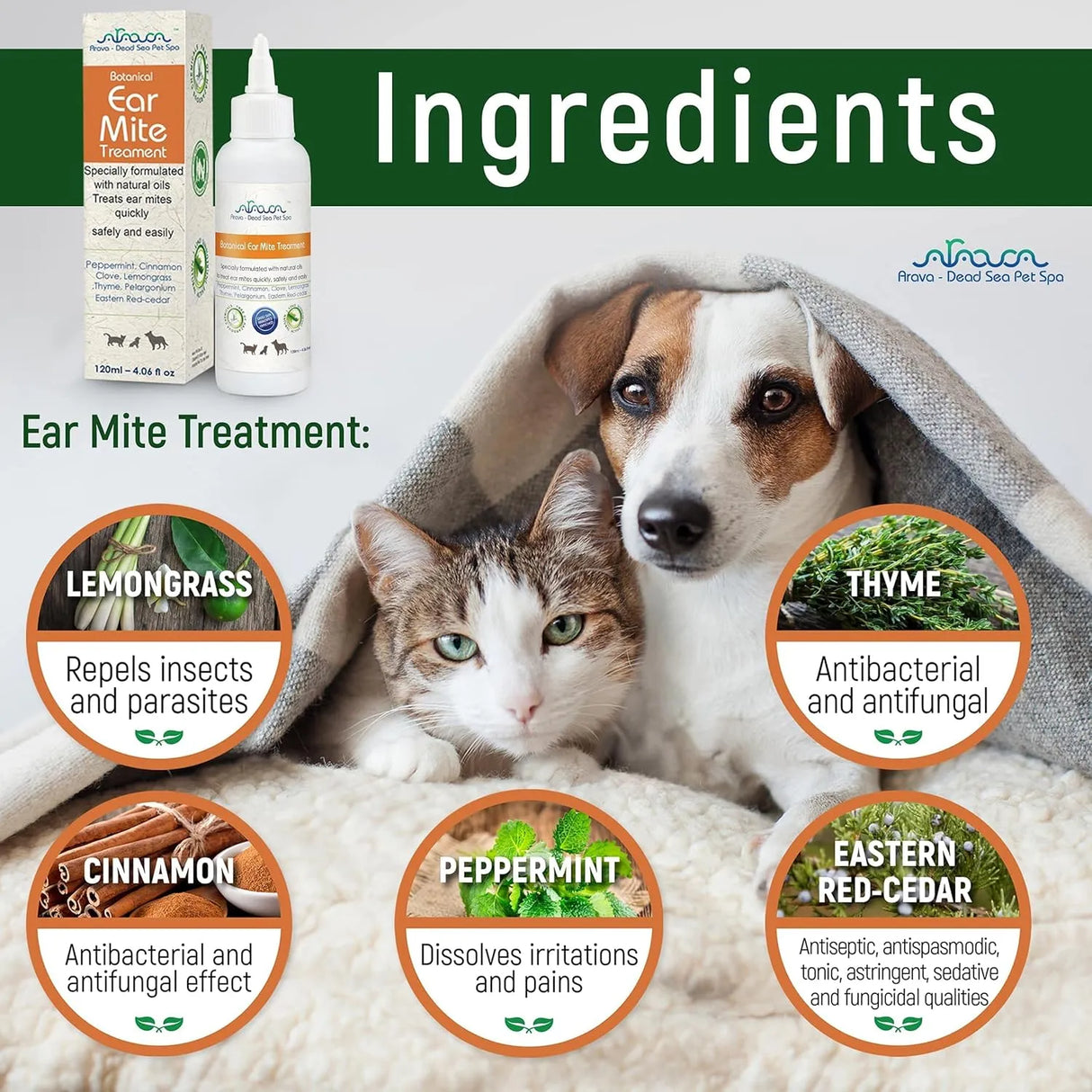 ARAVA NATURALS - Arava Natural Ear Mite Treatment for Cats and Dogs 120Ml. - The Red Vitamin MX - Cuidado Del Oído De Perros - {{ shop.shopifyCountryName }}