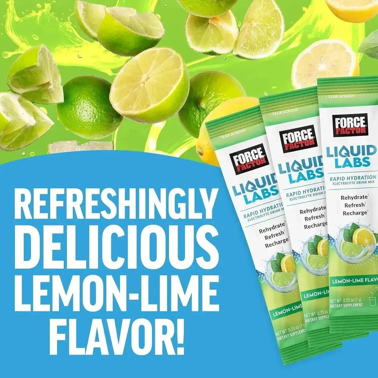 FORCE FACTOR - Force Factor Liquid Labs Electrolytes Powder Lemon Lime 20 Paquetes - The Red Vitamin MX - Suplementos Alimenticios - {{ shop.shopifyCountryName }}