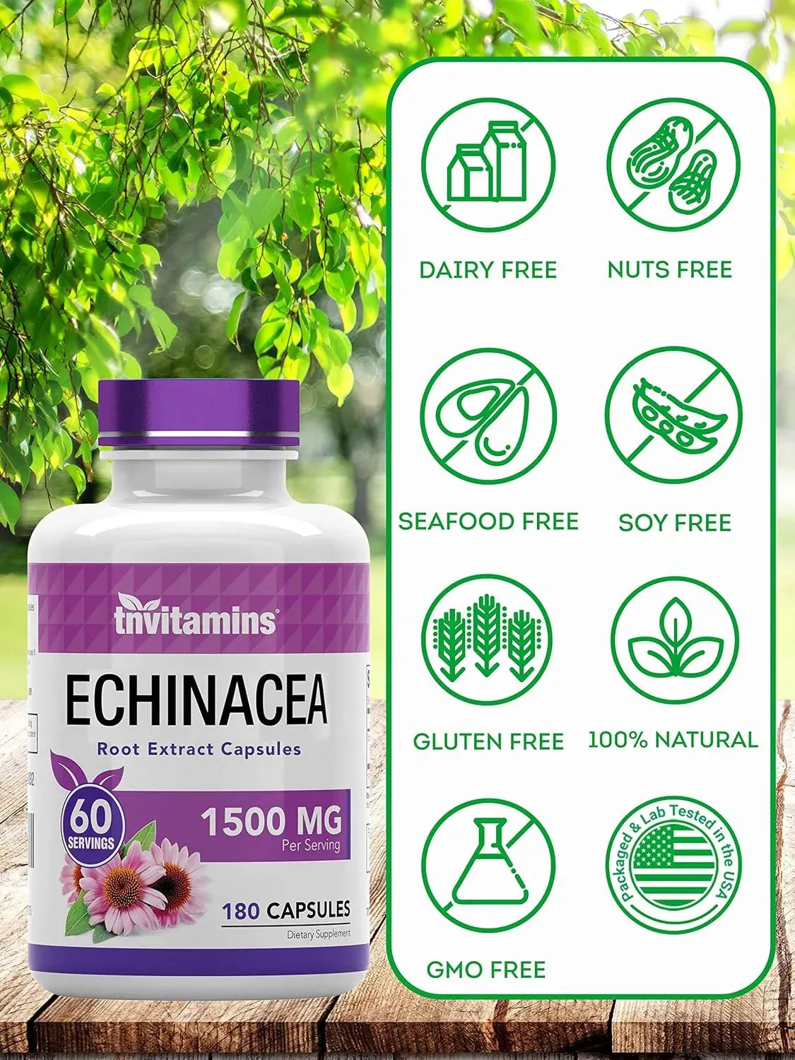 TNTVITAMINS - tnvitamins Echinacea 1500Mg. 180 Capsulas - The Red Vitamin MX - Suplementos Alimenticios - {{ shop.shopifyCountryName }}
