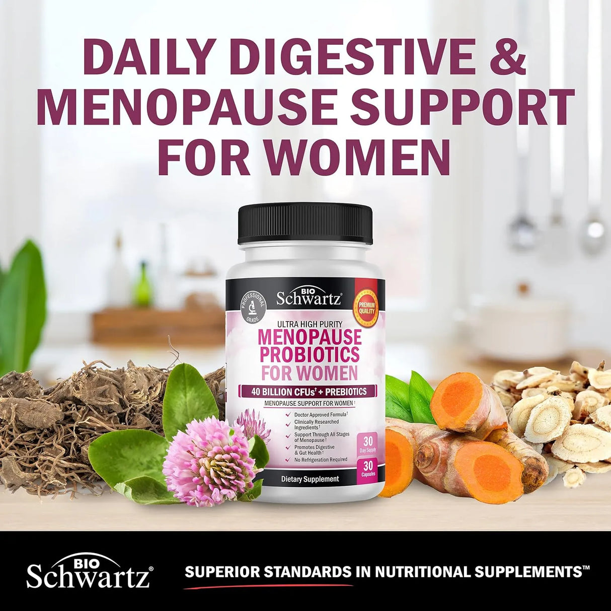 BIO SCHWARTZ - BioSchwartz Menopause Probiotics for Women 30 Capsulas - The Red Vitamin MX - Suplementos Alimenticios - {{ shop.shopifyCountryName }}