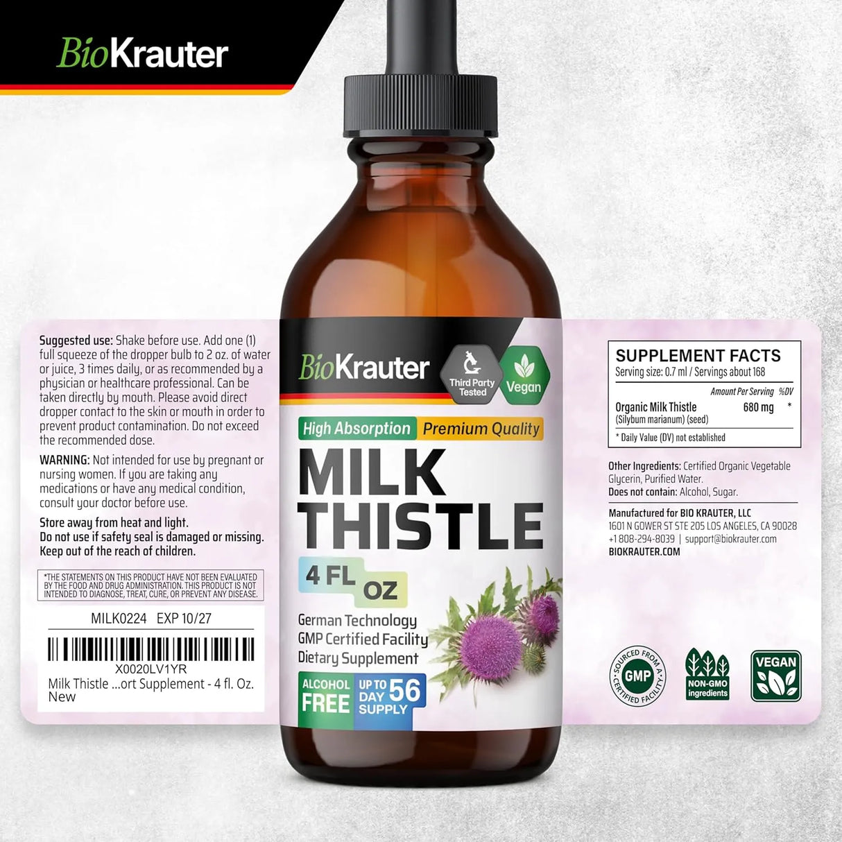 BIOKRAUTER - BIO KRAUTER Milk Thistle Liquid Drops 4 Fl.Oz. - The Red Vitamin MX - Suplementos Alimenticios - {{ shop.shopifyCountryName }}