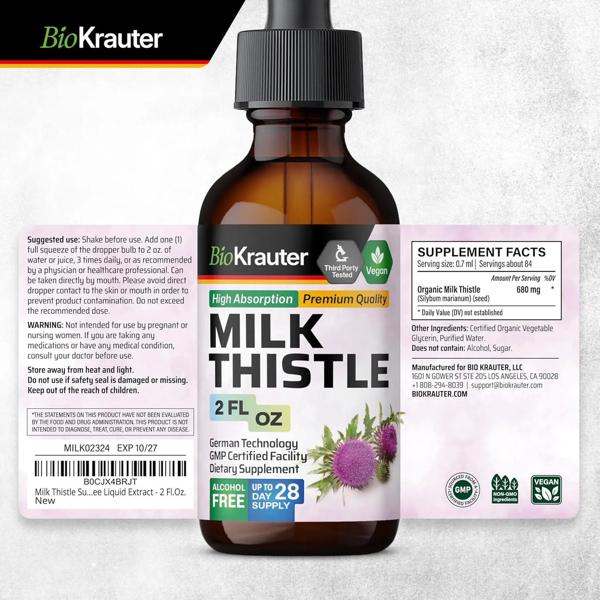 BIOKRAUTER - BIO KRAUTER Milk Thistle Liquid Drops 2 Fl.Oz. - The Red Vitamin MX - Suplementos Alimenticios - {{ shop.shopifyCountryName }}