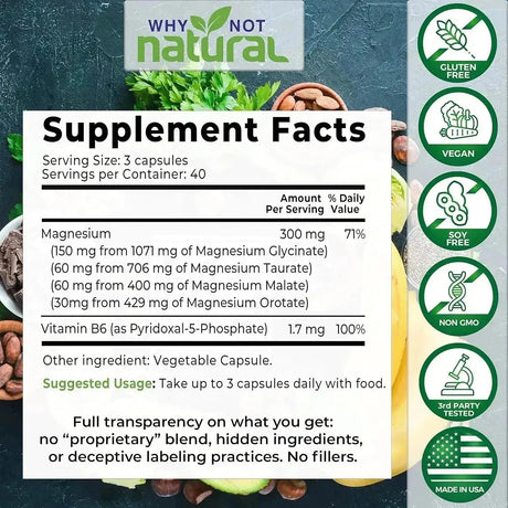 WHY NOT NATURAL - Why Not Natural 4-in-1 Magnesium Complex 300Mg. 120 Capsulas - The Red Vitamin MX - Suplementos Alimenticios - {{ shop.shopifyCountryName }}