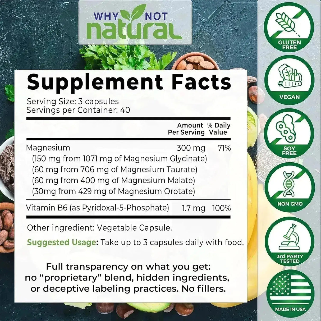 WHY NOT NATURAL - Why Not Natural 4-in-1 Magnesium Complex 300Mg. 120 Capsulas - The Red Vitamin MX - Suplementos Alimenticios - {{ shop.shopifyCountryName }}