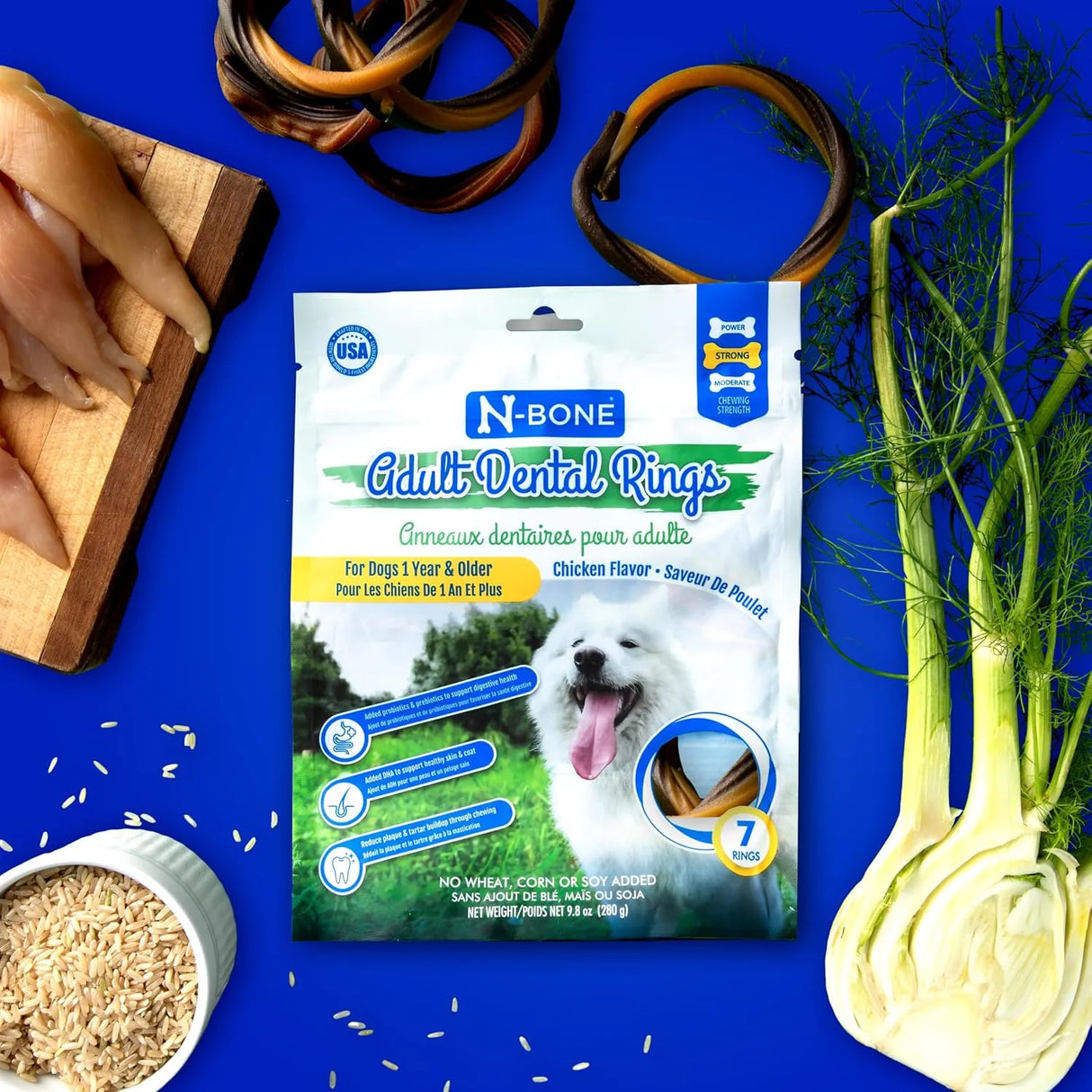 N-BONE - N-Bone Adult Dental Rings Chicken Flavor Dog Treats 7 Piezas - The Red Vitamin MX - Cuidado Dental Para Perros - {{ shop.shopifyCountryName }}