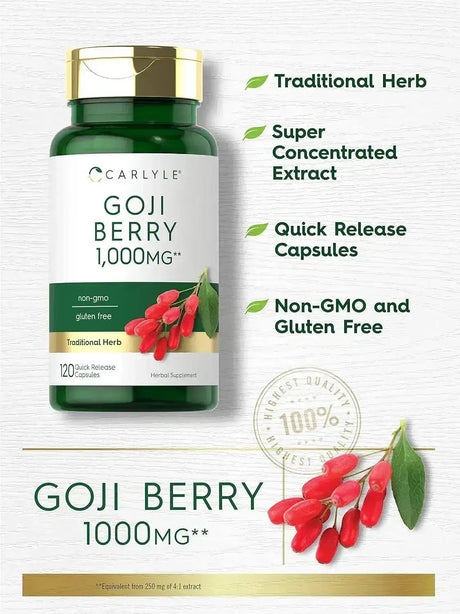 CARLYLE - Carlyle Goji Berry 1000Mg. 120 Capsulas - The Red Vitamin MX - Suplementos Alimenticios - {{ shop.shopifyCountryName }}