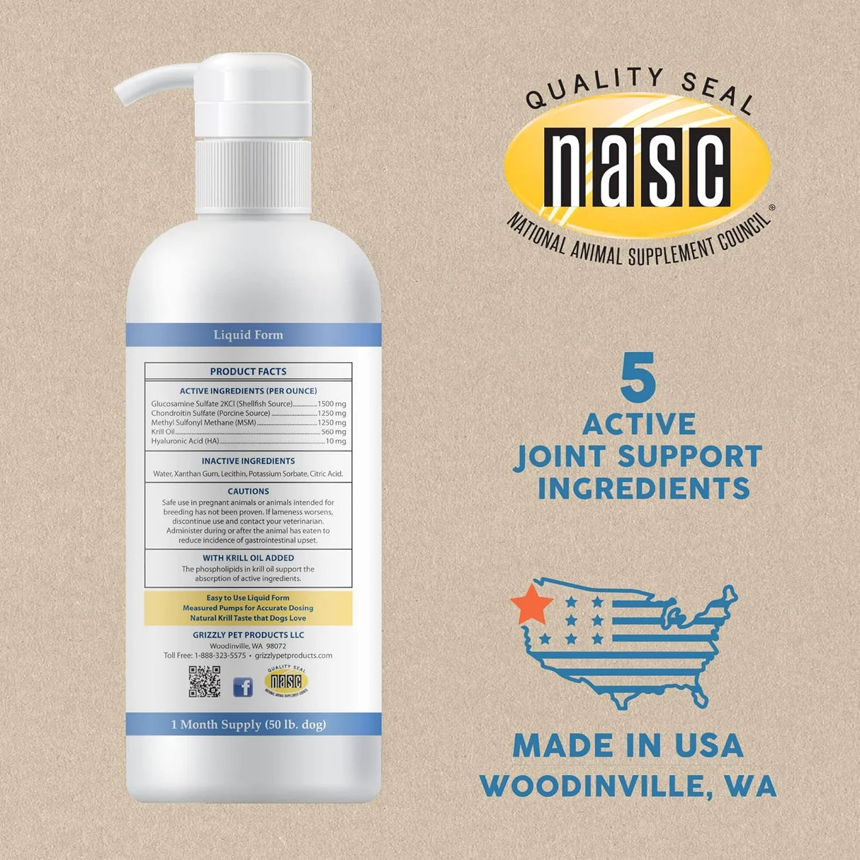 GRIZZLY PET PRODUCTS - GRIZZLY PET PRODUCTS Joint Aid for Dogs Liquid Hip and Joint Support 16 Fl.Oz. - The Red Vitamin MX - Cuidado De Cadera Y Articulaciones Para Perros - {{ shop.shopifyCountryName }}