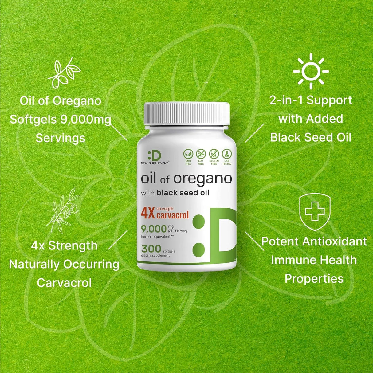 DEAL SUPPLEMENT - Deal Supplement Oil of Oregano 9,000Mg. 300 Capsulas Blandas - The Red Vitamin MX - Suplementos Alimenticios - {{ shop.shopifyCountryName }}