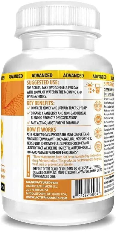 ACTIF - Actif Kidney Mega Support with 10+ Advanced Factors 120 Capsulas Blandas - The Red Vitamin MX - Suplementos Alimenticios - {{ shop.shopifyCountryName }}