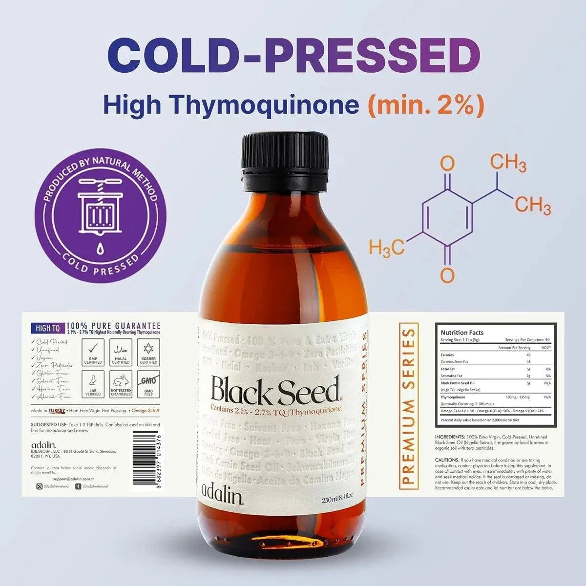 ADALIN - Adalin Black Seed Oil Liquid 500Ml. - The Red Vitamin MX - Suplementos Alimenticios - {{ shop.shopifyCountryName }}