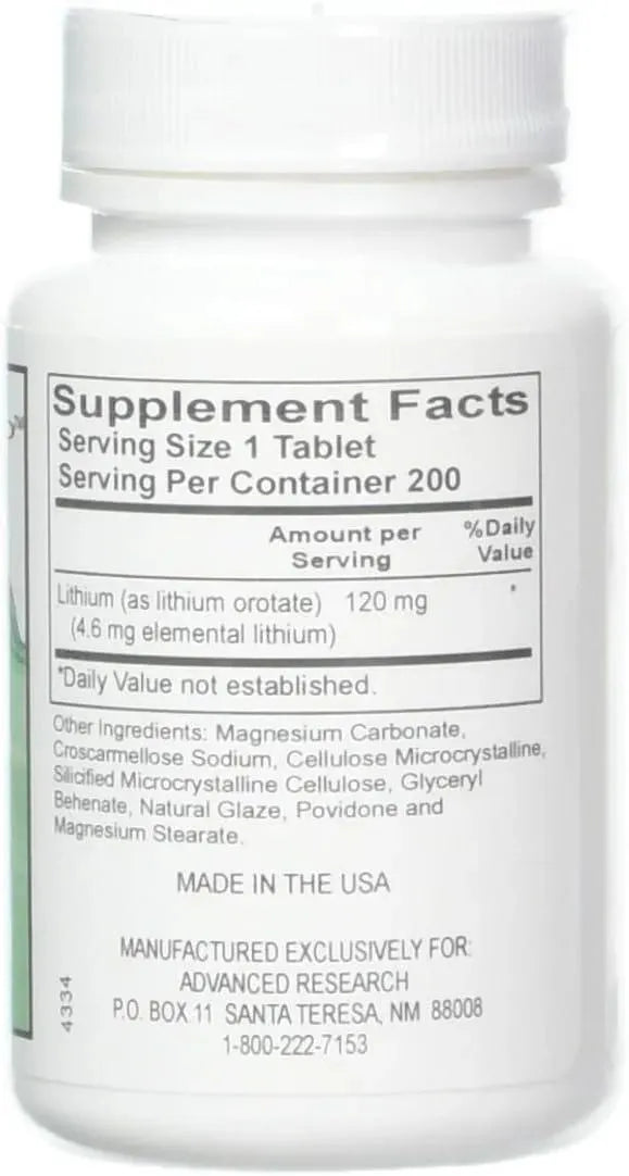 ADVANCED RESEARCH - Advanced Research Lithium Orotate 120Mg. 200 Tabletas - The Red Vitamin MX - Suplementos Alimenticios - {{ shop.shopifyCountryName }}