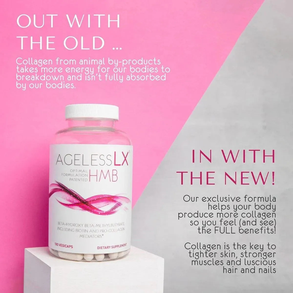 AGELESSLX - AgelessLX HMB Collagen Enhancer 180 Capsulas - The Red Vitamin MX - Suplementos Alimenticios - {{ shop.shopifyCountryName }}