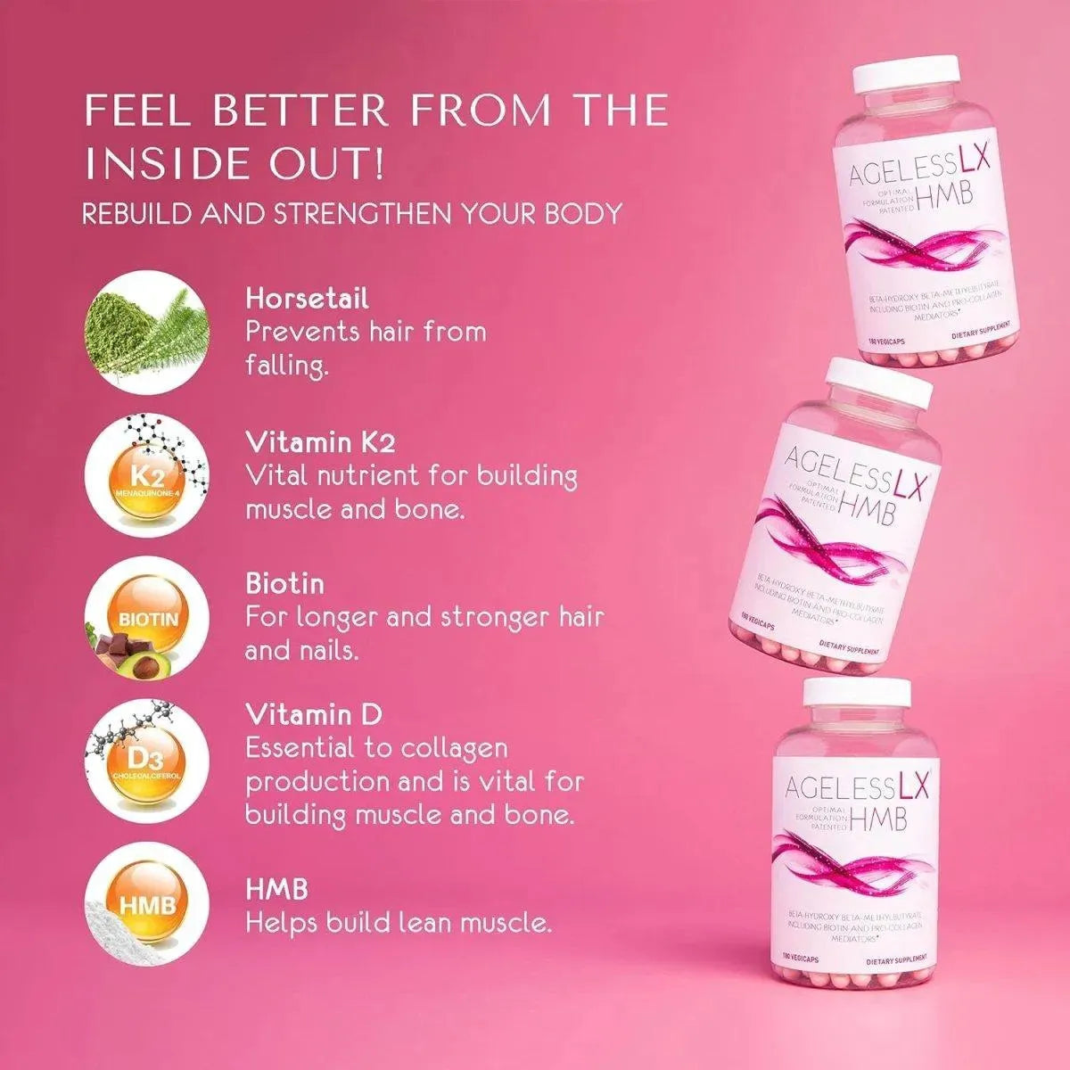 AGELESSLX - AgelessLX HMB Collagen Enhancer 180 Capsulas - The Red Vitamin MX - Suplementos Alimenticios - {{ shop.shopifyCountryName }}