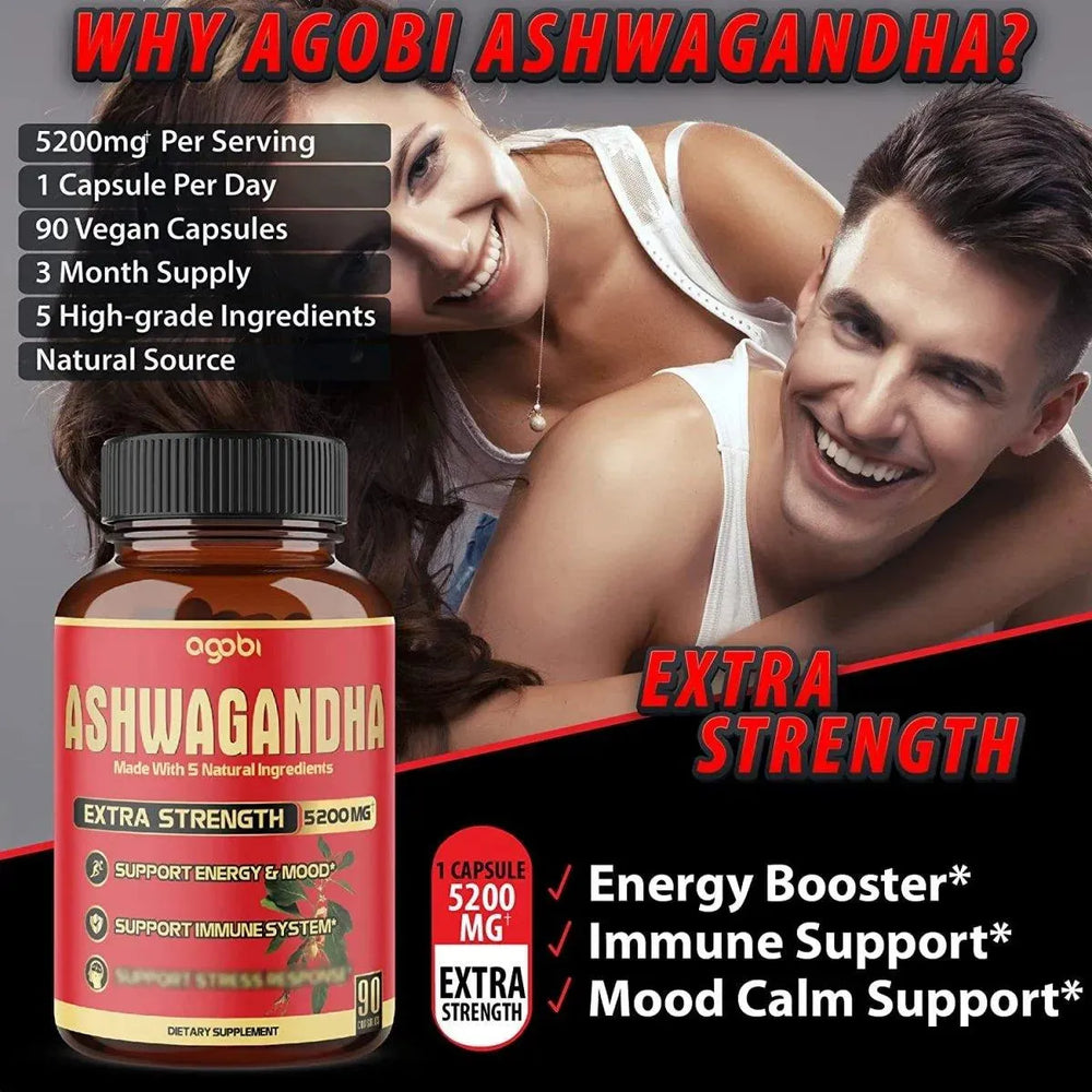 AGOBI - Agobi Ashwagandha 5200Mg. 90 Capsulas - The Red Vitamin MX - Suplementos Alimenticios - {{ shop.shopifyCountryName }}