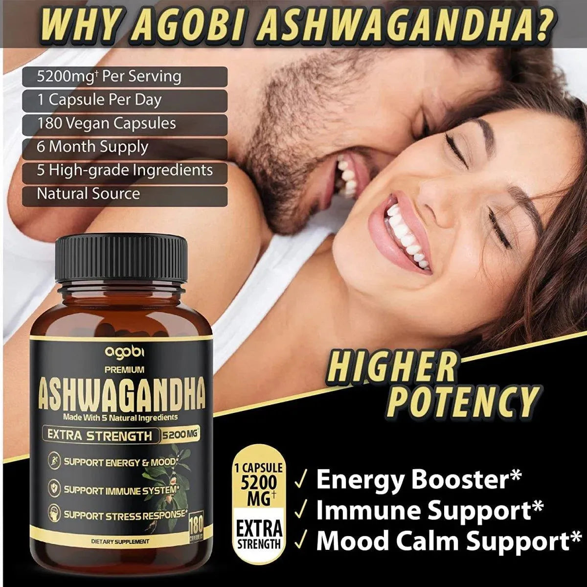 AGOBI - Agobi Premium Ashwagandha 5200Mg. 180 Capsulas - The Red Vitamin MX - Suplementos Alimenticios - {{ shop.shopifyCountryName }}
