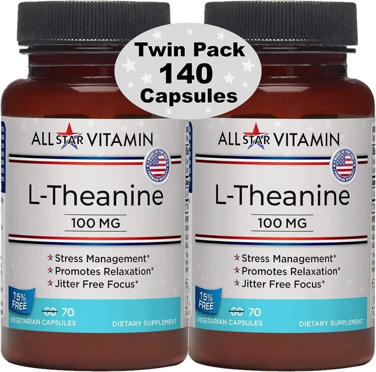 ALL STAR VITAMIN - All-Star Vitamin L-Theanine 100Mg. 140 Capsulas - The Red Vitamin MX - Suplementos Alimenticios - {{ shop.shopifyCountryName }}