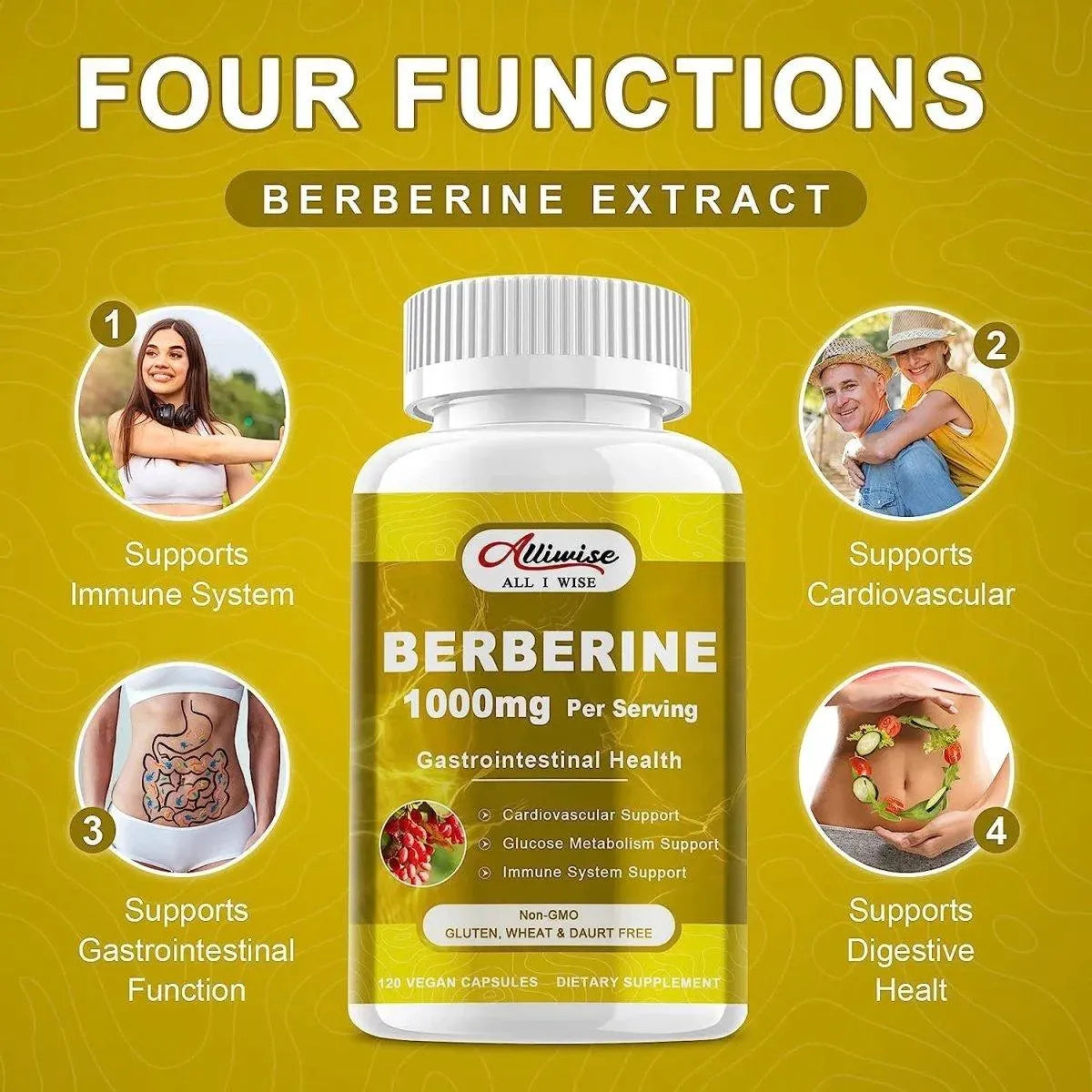 ALLIWISE - Alliwise Berberine Supplement 1000Mg. 120 Capsulas - The Red Vitamin MX - Suplementos Alimenticios - {{ shop.shopifyCountryName }}
