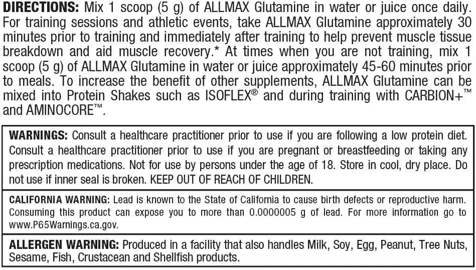 ALLMAX NUTRITION - ALLMAX Nutrition L Glutamine Powder 400Gr. - The Red Vitamin MX - Suplementos Alimenticios - {{ shop.shopifyCountryName }}