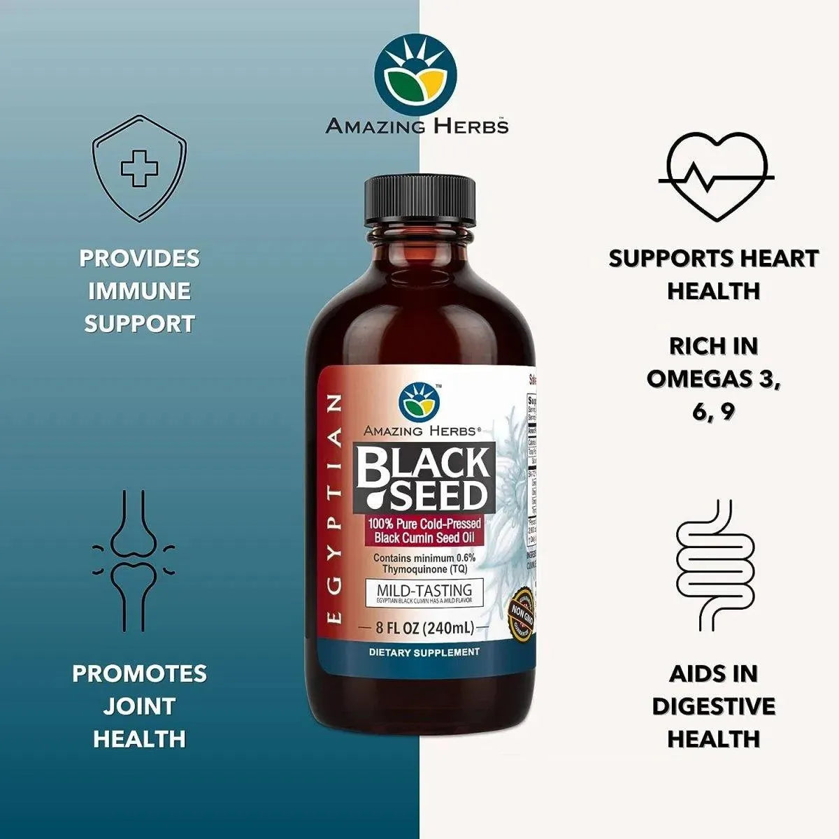 AMAZING HERBS - Amazing Herbs Egyptian Black Seed Oil 240Ml. - The Red Vitamin MX - Suplementos Alimenticios - {{ shop.shopifyCountryName }}