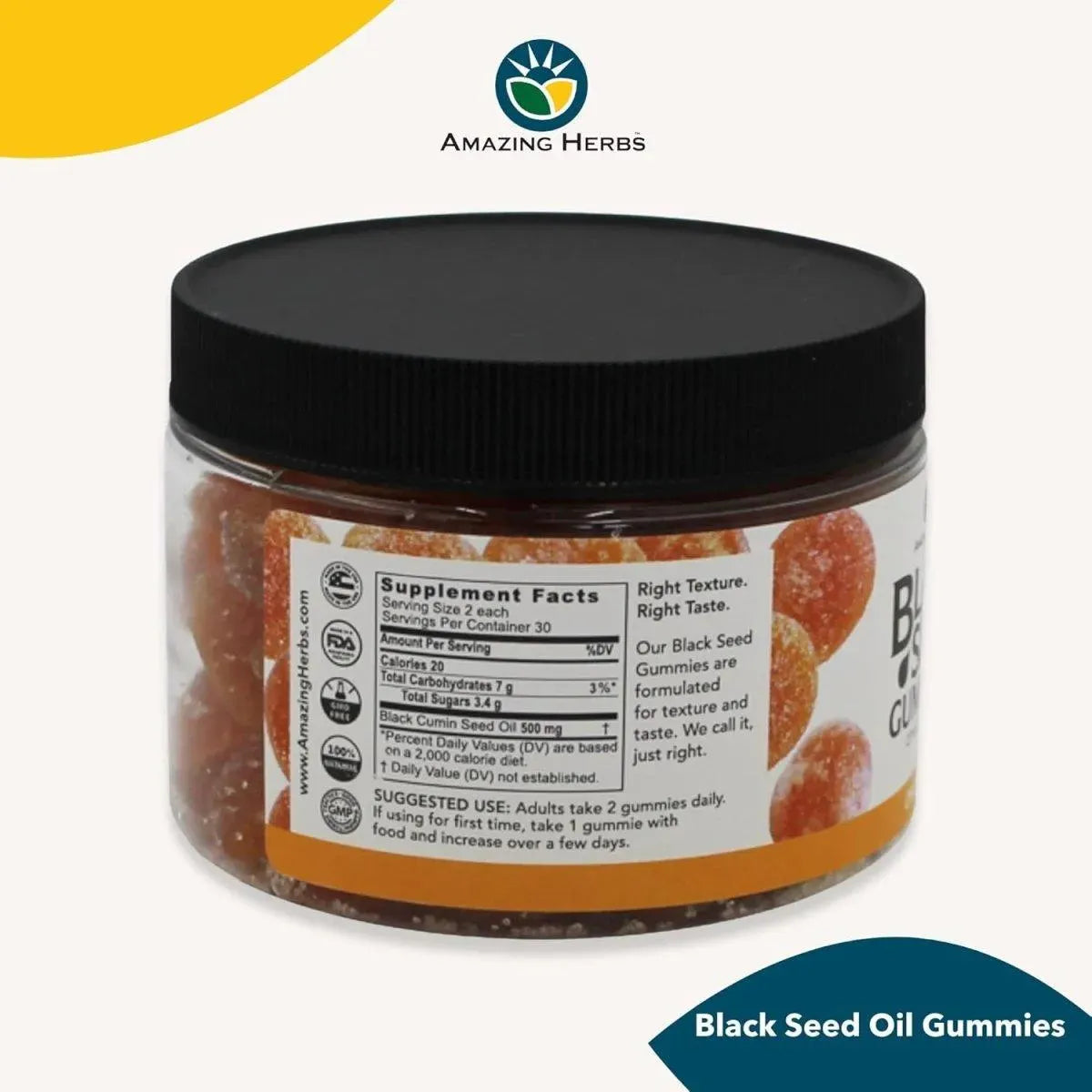 AMAZING HERBS - Amazing Herbs Organic Black Seed Oil Gummies 500Mg. 60 Gomitas - The Red Vitamin MX - Suplementos Alimenticios - {{ shop.shopifyCountryName }}