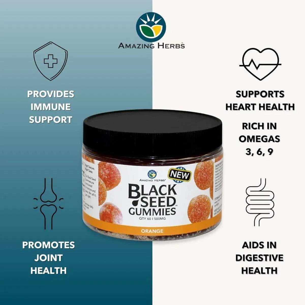 AMAZING HERBS - Amazing Herbs Organic Black Seed Oil Gummies 500Mg. 60 Gomitas - The Red Vitamin MX - Suplementos Alimenticios - {{ shop.shopifyCountryName }}
