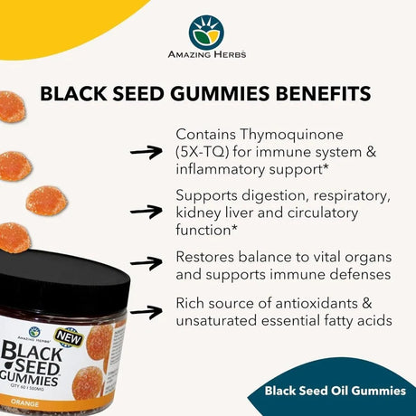 AMAZING HERBS - Amazing Herbs Organic Black Seed Oil Gummies 500Mg. 60 Gomitas - The Red Vitamin MX - Suplementos Alimenticios - {{ shop.shopifyCountryName }}