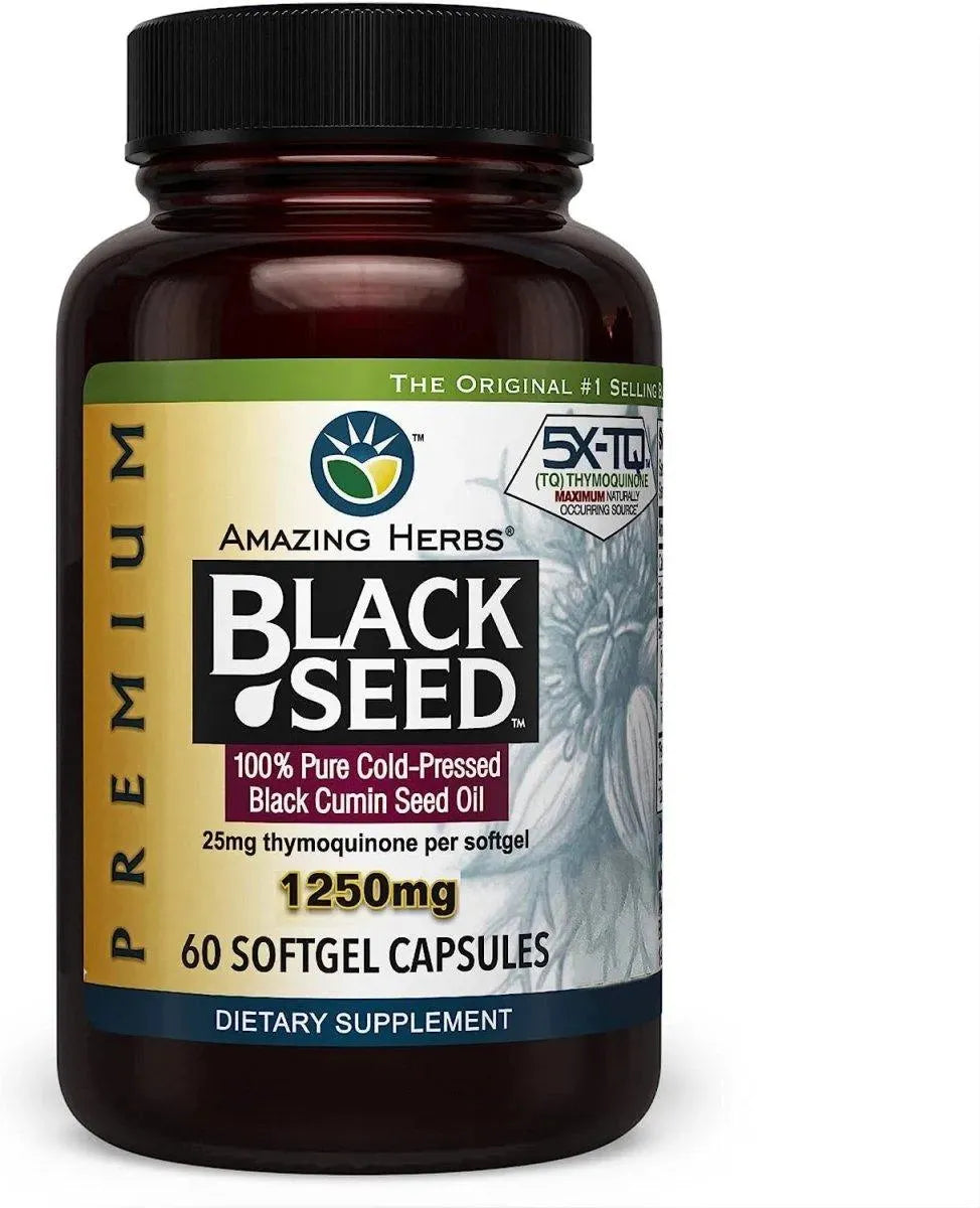 AMAZING HERBS - Amazing Herbs Premium Black Seed Oil Capsules 1250Mg. 60 Capsulas - The Red Vitamin MX - Suplementos Alimenticios - {{ shop.shopifyCountryName }}