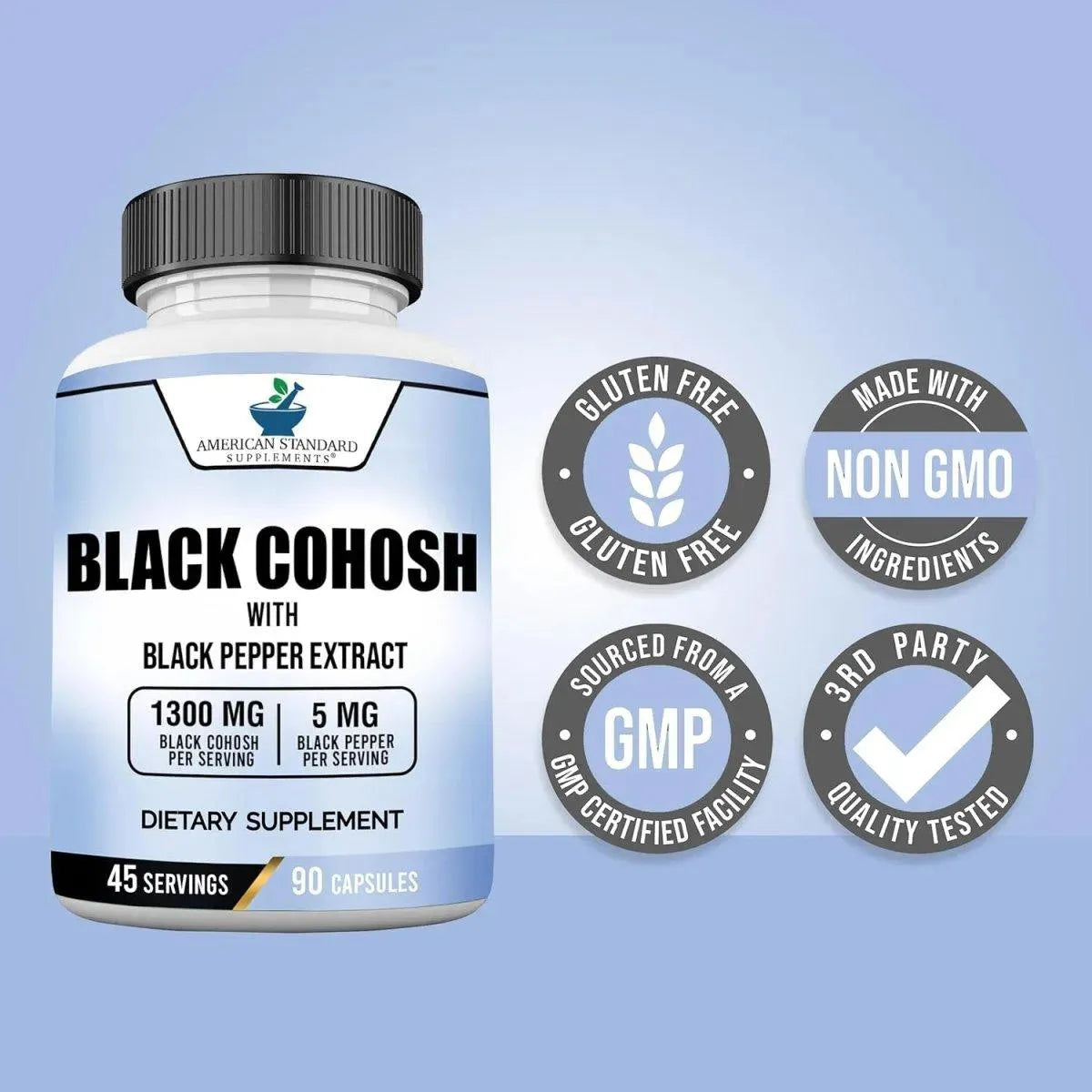 AMERICAN STANDARD SUPPLEMENTS - American Standard Supplements Black Cohosh 1300Mg. 90 Capsulas - The Red Vitamin MX - Suplementos Alimenticios - {{ shop.shopifyCountryName }}