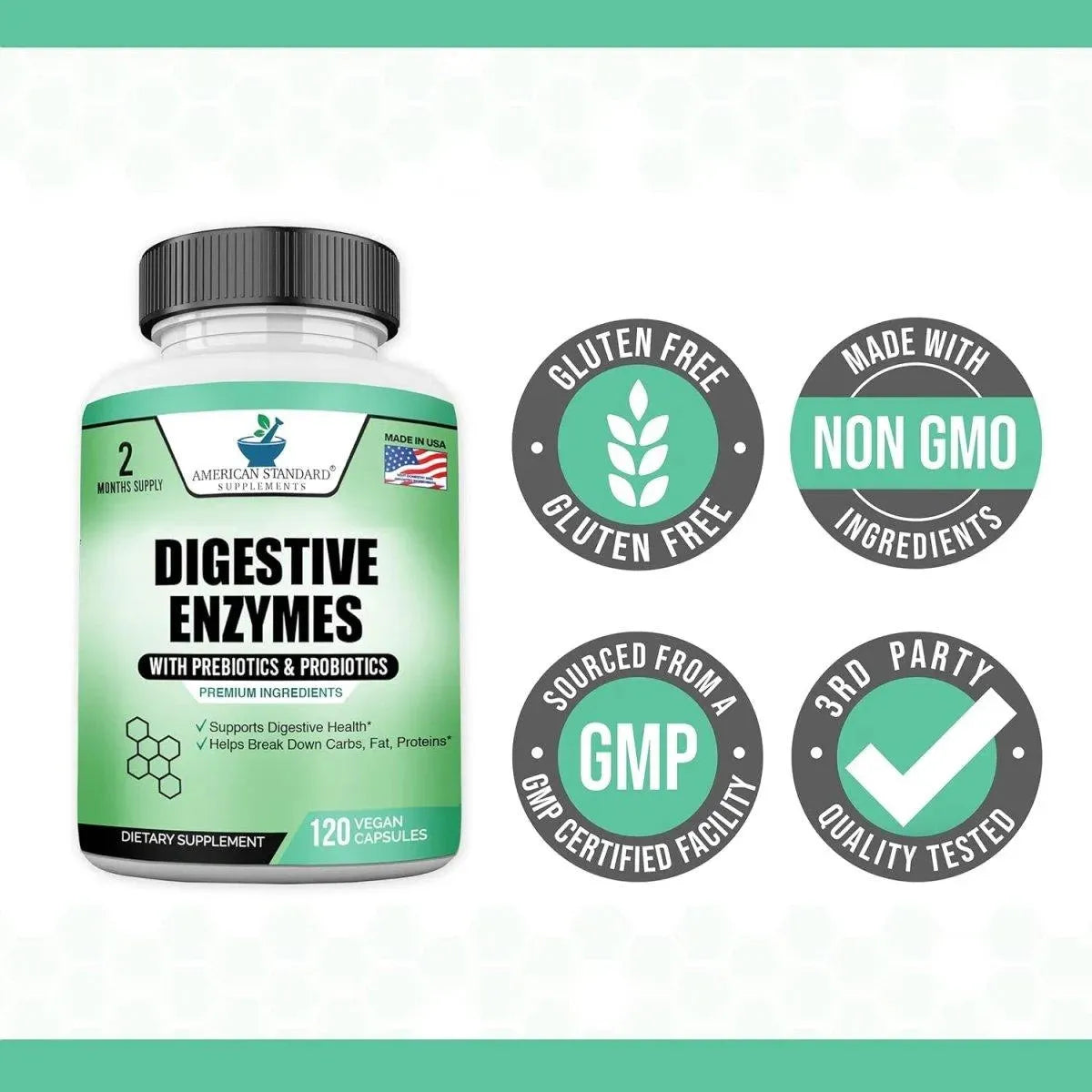 AMERICAN STANDARD SUPPLEMENTS - American Standard Supplements Digestive Enzymes 120 Capsulas - The Red Vitamin MX - Suplementos Alimenticios - {{ shop.shopifyCountryName }}