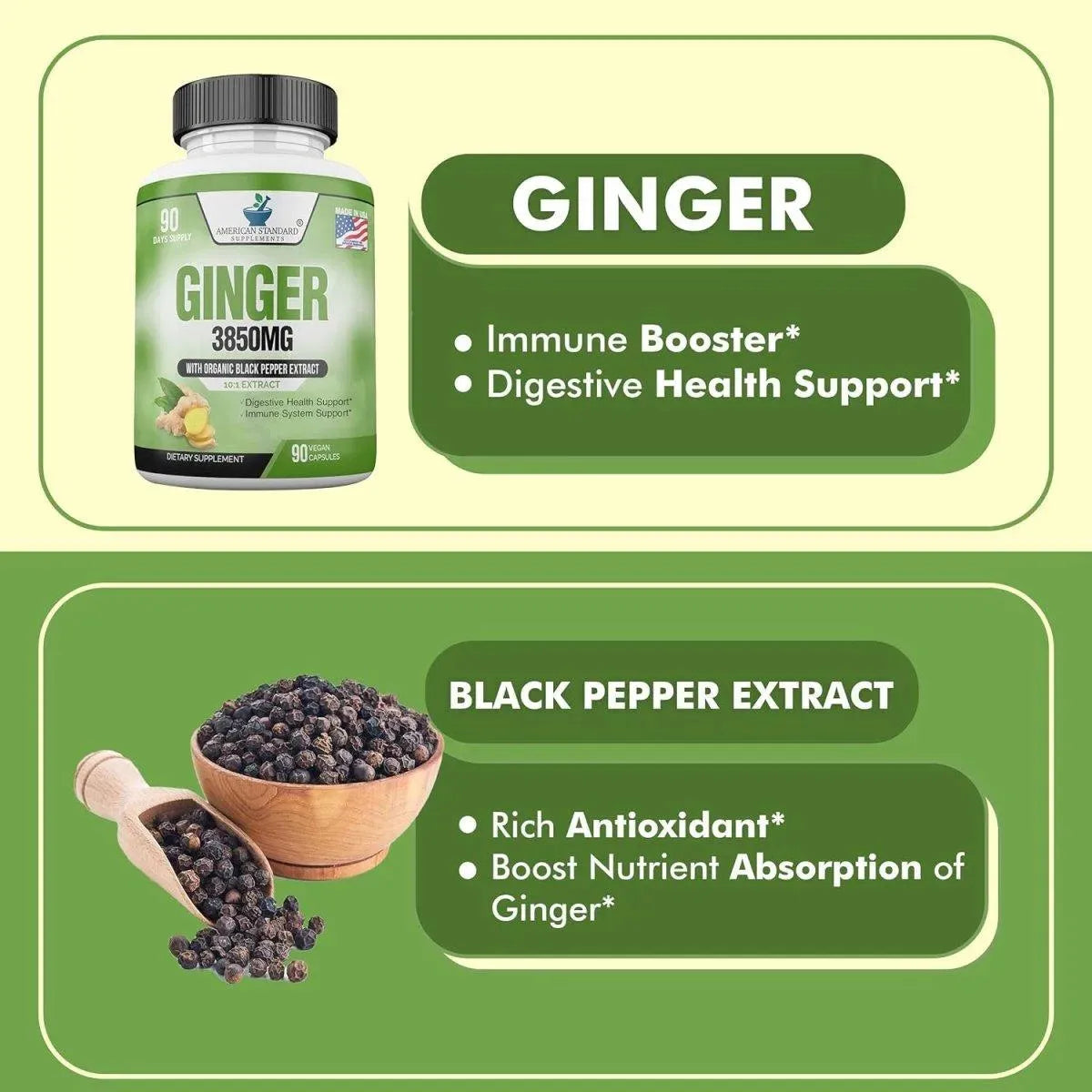 AMERICAN STANDARD SUPPLEMENTS - American Standard Supplements Organic Ginger 3850Mg. 90 Capsulas - The Red Vitamin MX - Suplementos Alimenticios - {{ shop.shopifyCountryName }}