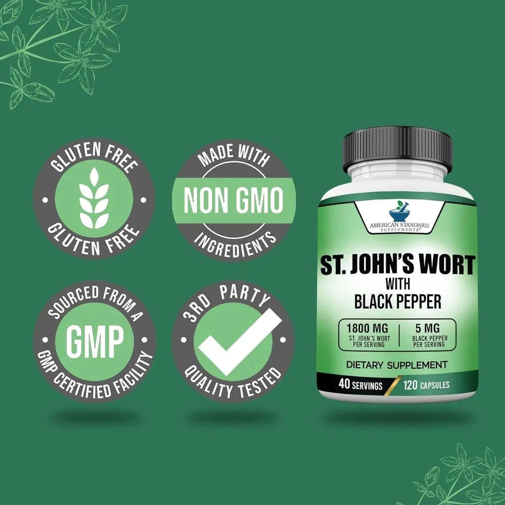 AMERICAN STANDARD SUPPLEMENTS - American Standard Supplements St. John’s Wort 1800Mg. 120 Capsulas - The Red Vitamin MX - Suplementos Alimenticios - {{ shop.shopifyCountryName }}
