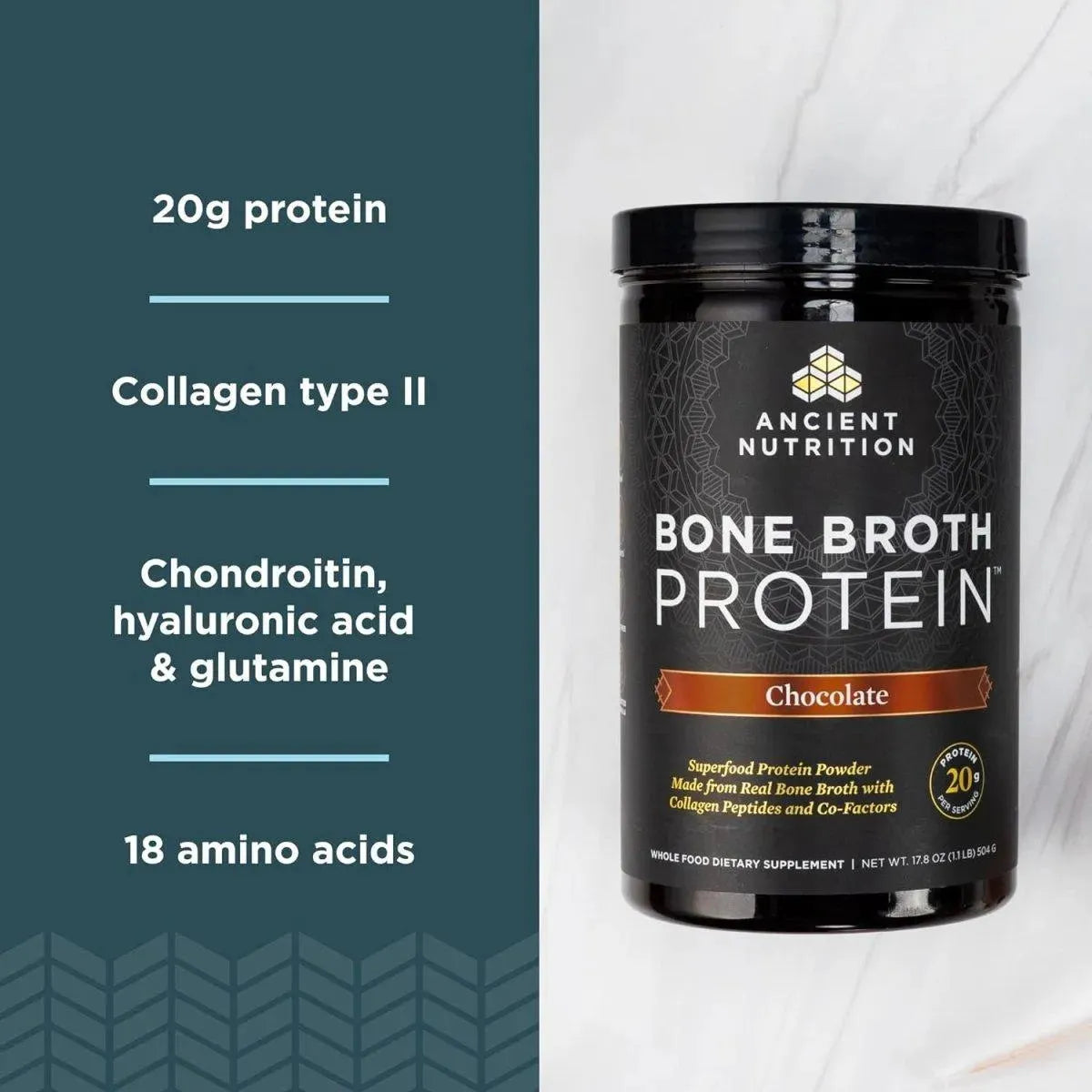 ANCIENT NUTRITION - Ancient Nutrition Protein Powder Made from Real Bone Broth Chocolate 2.2Lb. - The Red Vitamin MX - Suplementos Alimenticios - {{ shop.shopifyCountryName }}