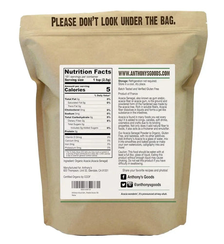 ANTHONY´S - Anthony's Organic Acacia Senegal Powder 454Gr. - The Red Vitamin MX - Suplementos Alimenticios - {{ shop.shopifyCountryName }}