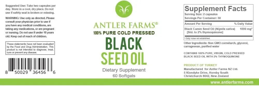 ANTLER FARMS - Antler Farms Black Seed Oil 500Mg. 60 Capsulas Blandas - The Red Vitamin MX - Suplementos Alimenticios - {{ shop.shopifyCountryName }}