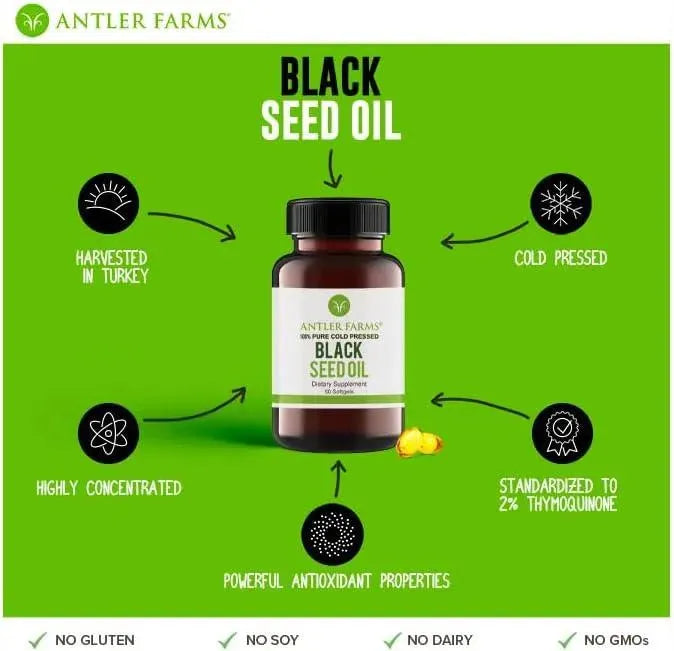 ANTLER FARMS - Antler Farms Black Seed Oil 500Mg. 60 Capsulas Blandas - The Red Vitamin MX - Suplementos Alimenticios - {{ shop.shopifyCountryName }}