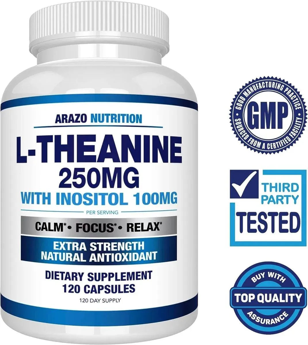 ARAZO NUTRITION - Arazo Nutrition L-Theanine 250Mg. 120 Capsulas - The Red Vitamin MX - Suplementos Alimenticios - {{ shop.shopifyCountryName }}