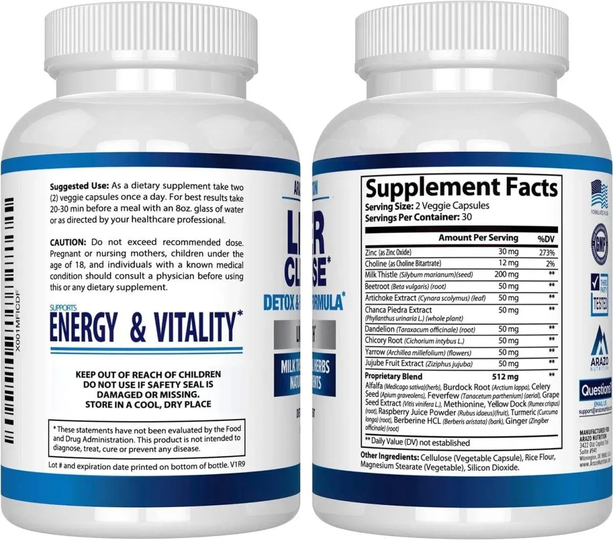 ARAZO NUTRITION - Arazo Nutrition Liver Cleanse Detox & Repair Formula 60 Capsulas - The Red Vitamin MX - Suplementos Alimenticios - {{ shop.shopifyCountryName }}