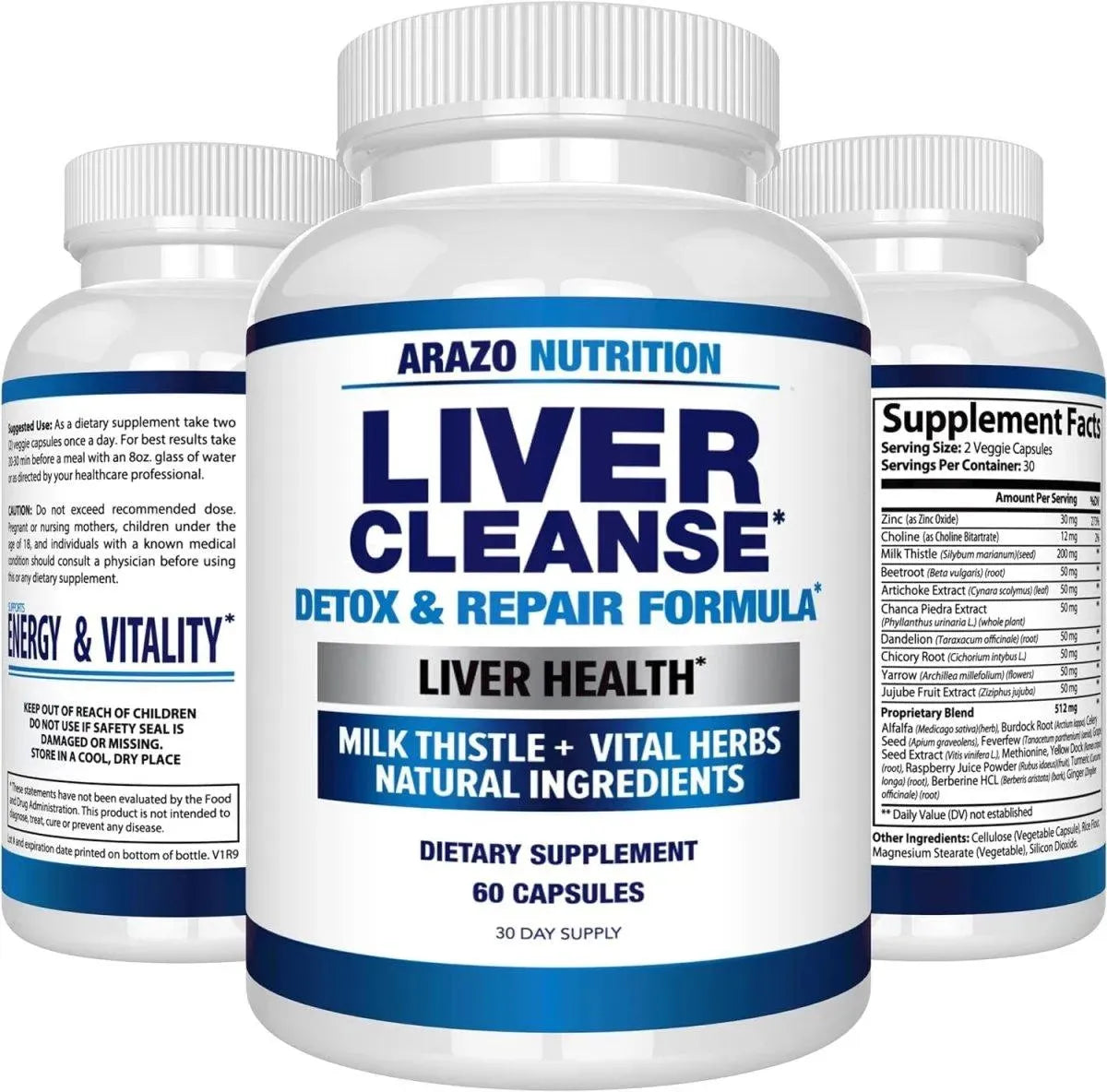 ARAZO NUTRITION - Arazo Nutrition Liver Cleanse Detox & Repair Formula 60 Capsulas - The Red Vitamin MX - Suplementos Alimenticios - {{ shop.shopifyCountryName }}