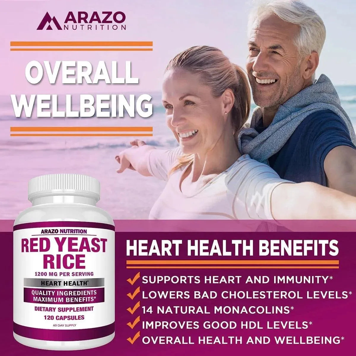 ARAZO NUTRITION - Arazo Nutrition Red Yeast Rice Extract 1200Mg. 120 Capsulas - The Red Vitamin MX - Suplementos Alimenticios - {{ shop.shopifyCountryName }}