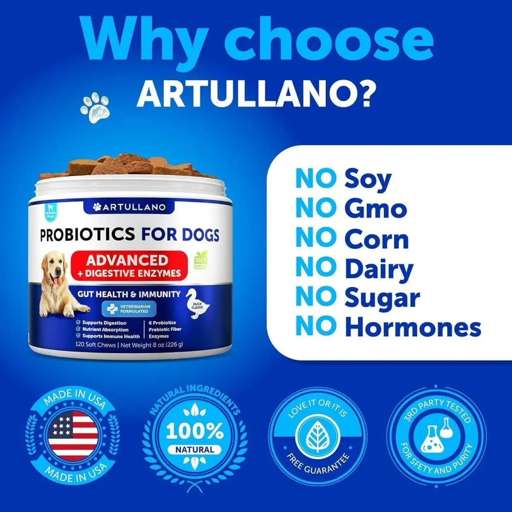 ARTULLANO - Artullano Probiotics for Dogs Duck Flavor 120 Masticables - The Red Vitamin MX - Probióticos Para Perros - {{ shop.shopifyCountryName }}