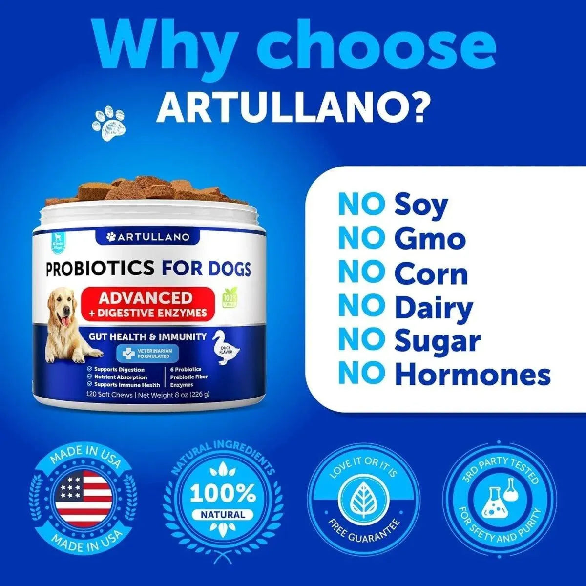ARTULLANO - Artullano Probiotics for Dogs Duck Flavor 120 Masticables - The Red Vitamin MX - Probióticos Para Perros - {{ shop.shopifyCountryName }}