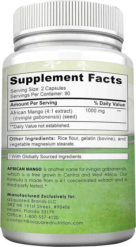 ASQUARED NUTRITION - aSquared Nutrition African Mango Extract 1000Mg. 180 Capsulas - The Red Vitamin MX - Suplementos Alimenticios - {{ shop.shopifyCountryName }}