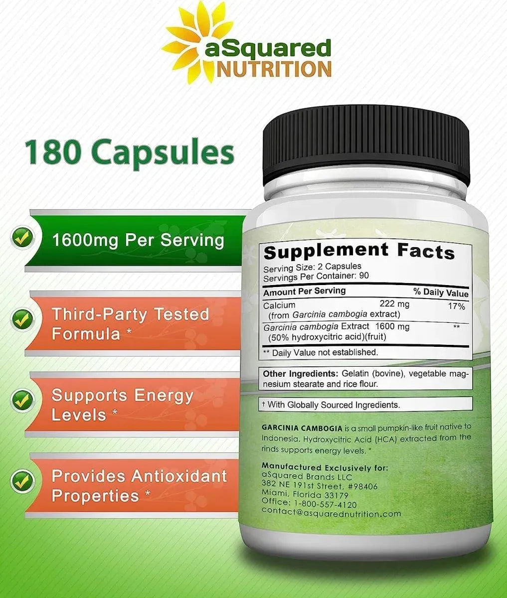 ASQUARED NUTRITION - aSquared Nutrition Garcinia Cambogia 1600Mg. 180 Capsulas - The Red Vitamin MX - Suplementos Alimenticios - {{ shop.shopifyCountryName }}