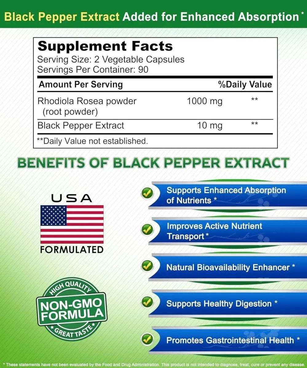 ASQUARED NUTRITION - aSquared Nutrition Rhodiola Rosea with Black Pepper 180 Capsulas - The Red Vitamin MX - Suplementos Alimenticios - {{ shop.shopifyCountryName }}