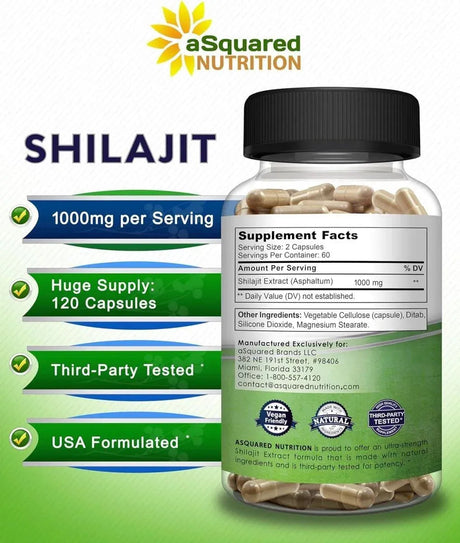 ASQUARED NUTRITION - aSquared Nutrition Shilajit 1000Mg. 120 Capsulas - The Red Vitamin MX - Suplementos Alimenticios - {{ shop.shopifyCountryName }}