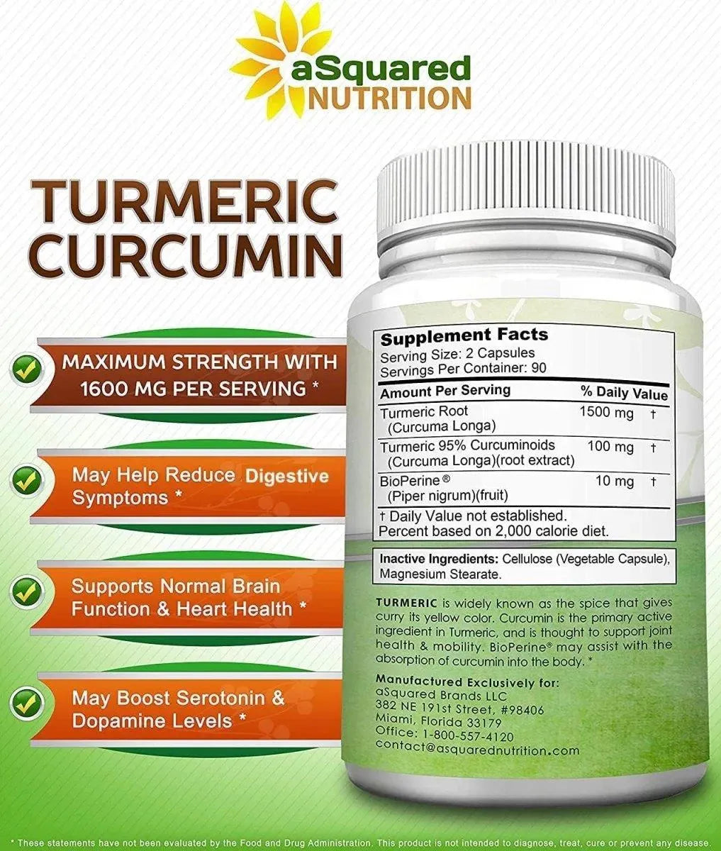 ASQUARED NUTRITION - aSquared Nutrition Turmeric Curcumin 1600Mg. 180 Capsulas - The Red Vitamin MX - Suplementos Alimenticios - {{ shop.shopifyCountryName }}