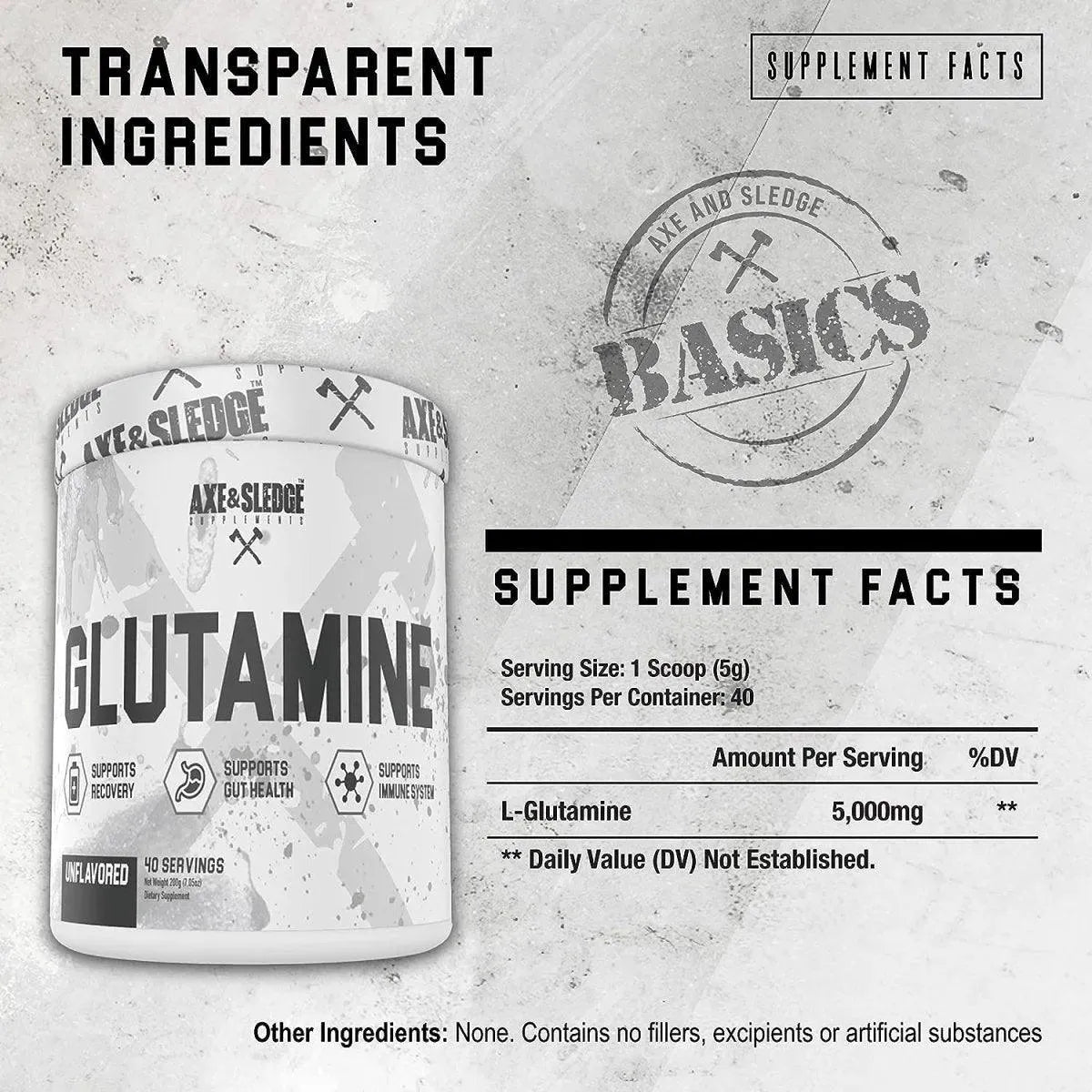 AXE & SLEDGE - Axe & Sledge Supplements Glutamine Basics Powder 40 Servicios 200Gr. - The Red Vitamin MX - Suplementos Alimenticios - {{ shop.shopifyCountryName }}
